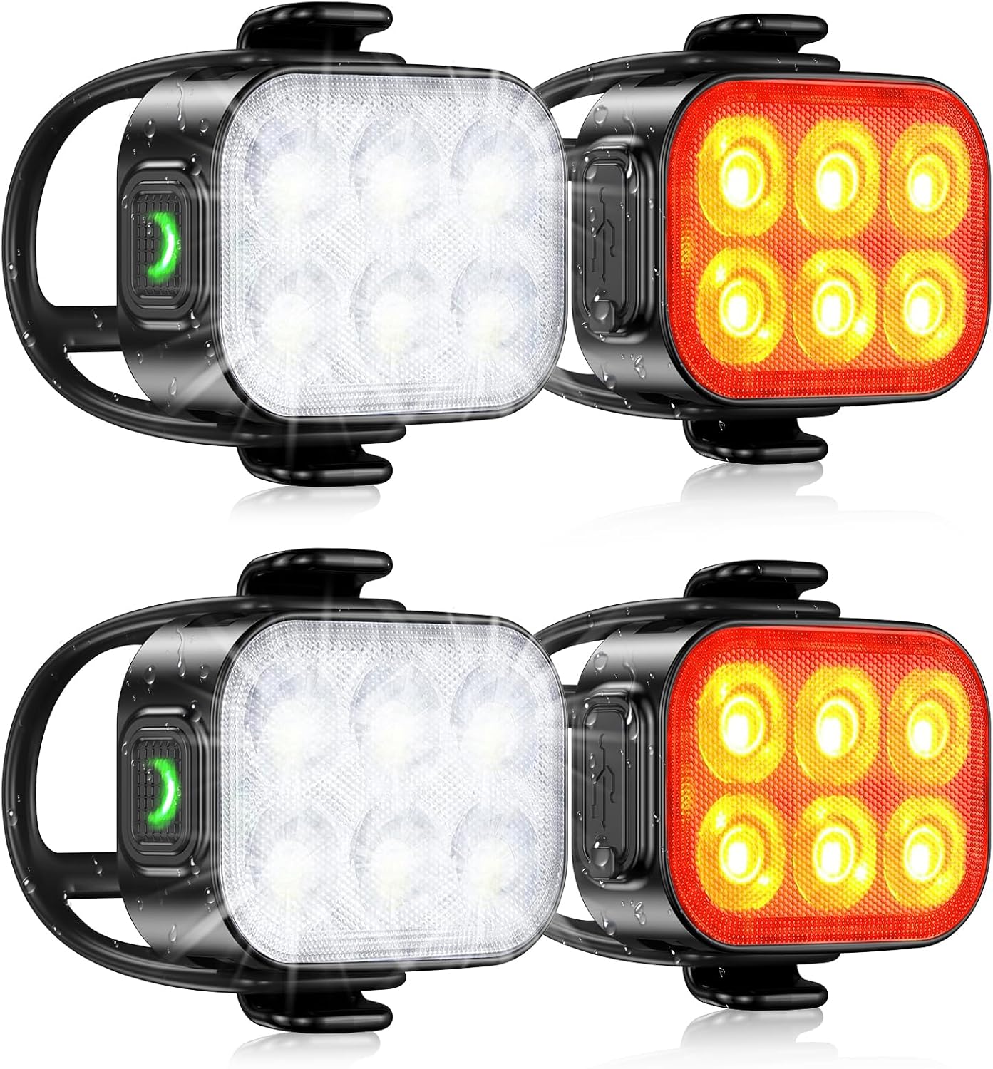 Avelena | Ultra Slim USB wiederaufladbares Fahrradlichtset mit 4+6 Modi – SlimBeam