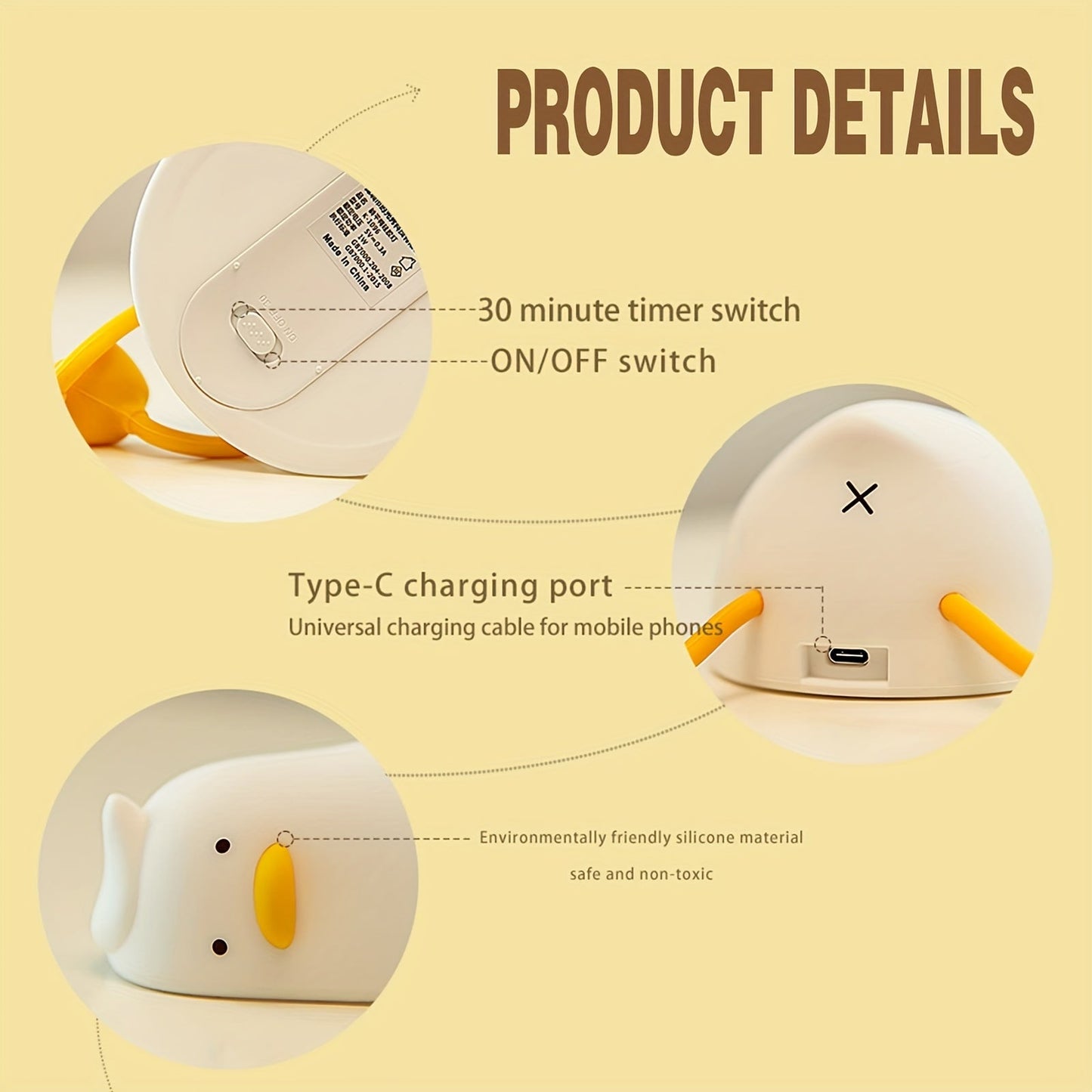 Avelena | Sleeping Duck Lampe - Wiederaufladbare Dimmbare Silikon Nachtlicht