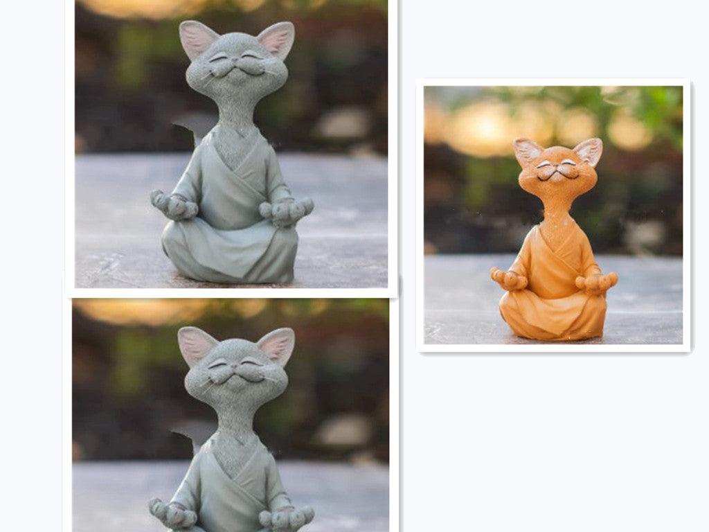 Avelena | Verspielt Schwarze Buddha Katze Figur Meditation Yoga Sammlerstück Glückliche Katzen Dekor Zuhause Garten Dekoration Gartenornament