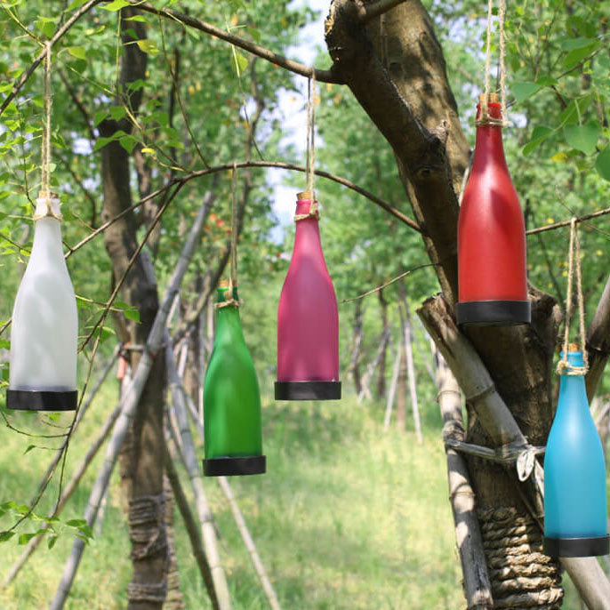 Avelena | 5 Stück Solar Weinflasche Licht Außen Deko Plastik LED Hängeleuchte