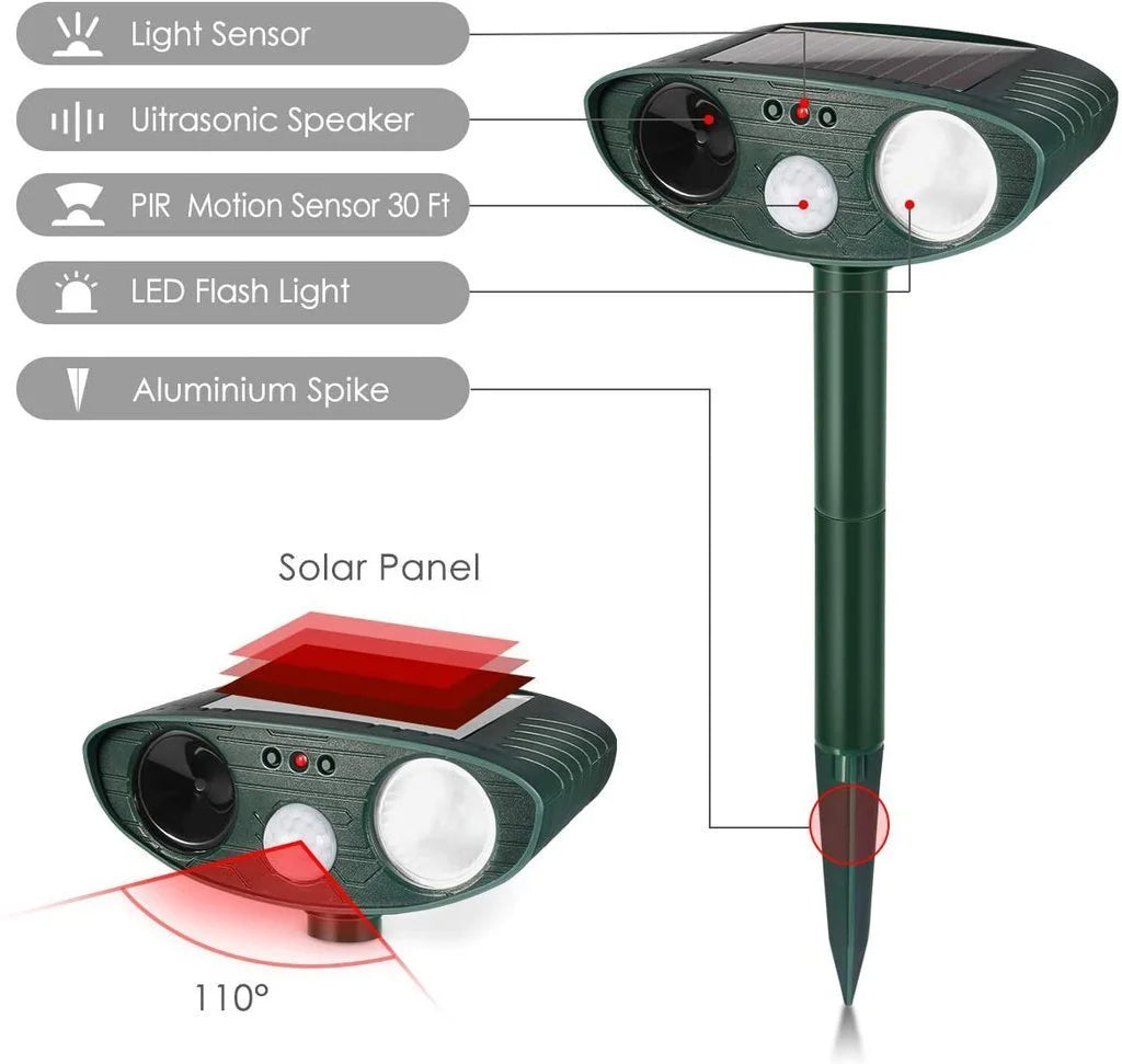 Avelena | Solar-powered ultrasound deer repeller - Effective deer deterrent for gardens and caverns in 48 hours