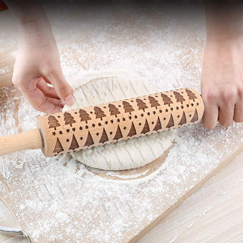 Avelena | Weihnachtliche Holz-Ausrollwalzen