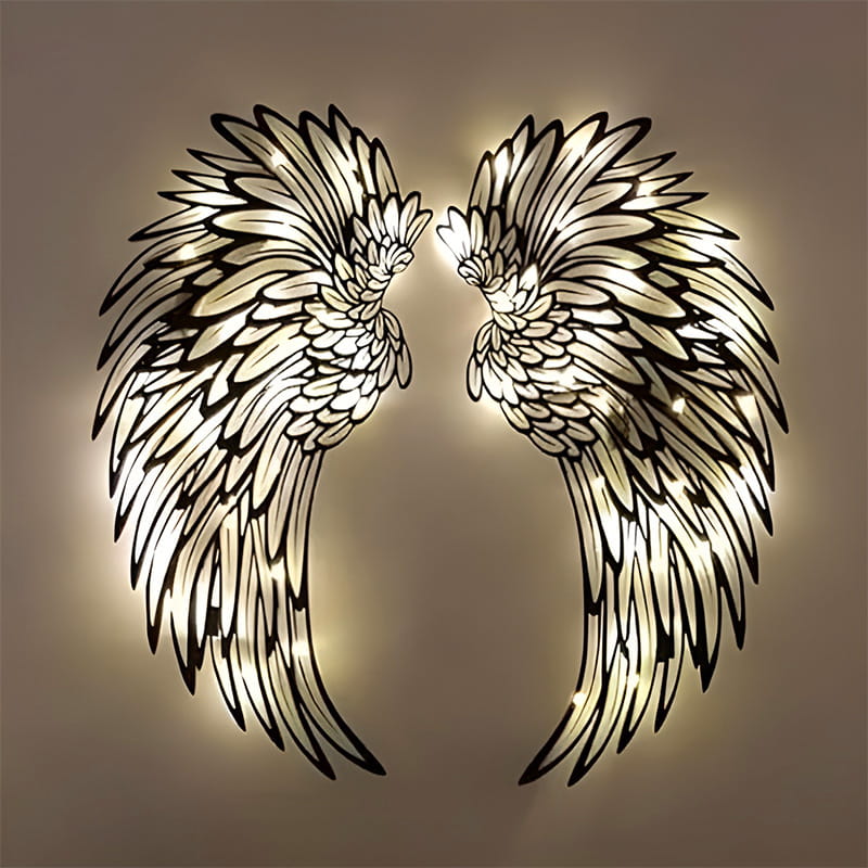 Avelena | 🌟🌟Metall Wandkunst mit Engel Flügeln und LED Lichtern