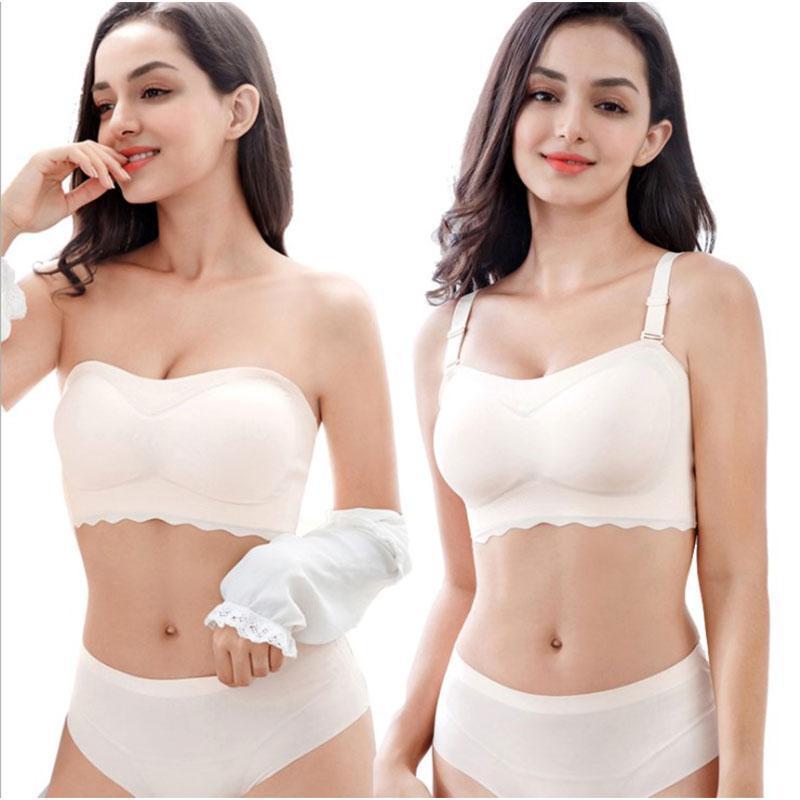 Avelena | Übergröße Elastisch Rutschfester Strapless Eis Seide BH