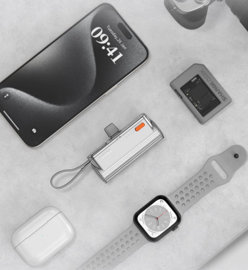 Avelena | 5000mAh Mini-Kapsel integriertes Kabel Power Bank