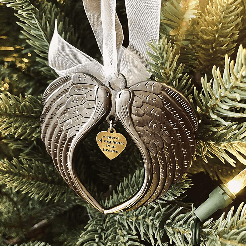 Avelena | 🎄Weihnachtsbaum-Gedenkornamente Engel Flügel Glockenanhänger hängende Dekoration