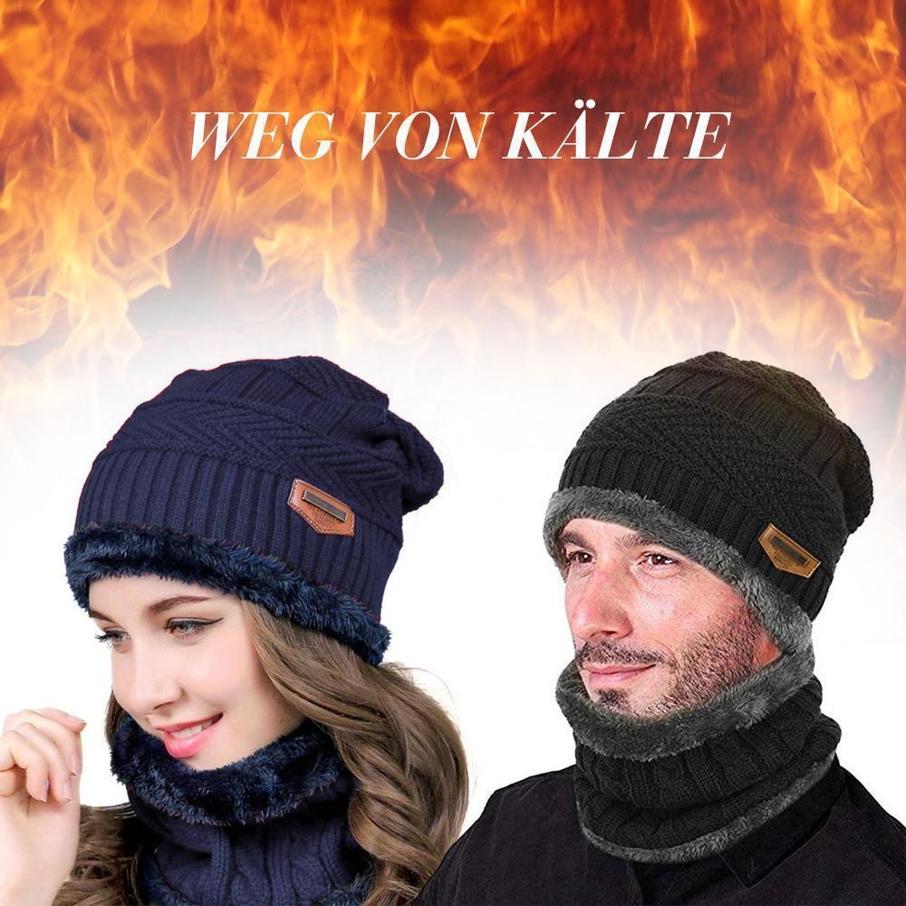 Avelena | Warme Strickmütze mit Schal ( Erwachsene und Kinder )