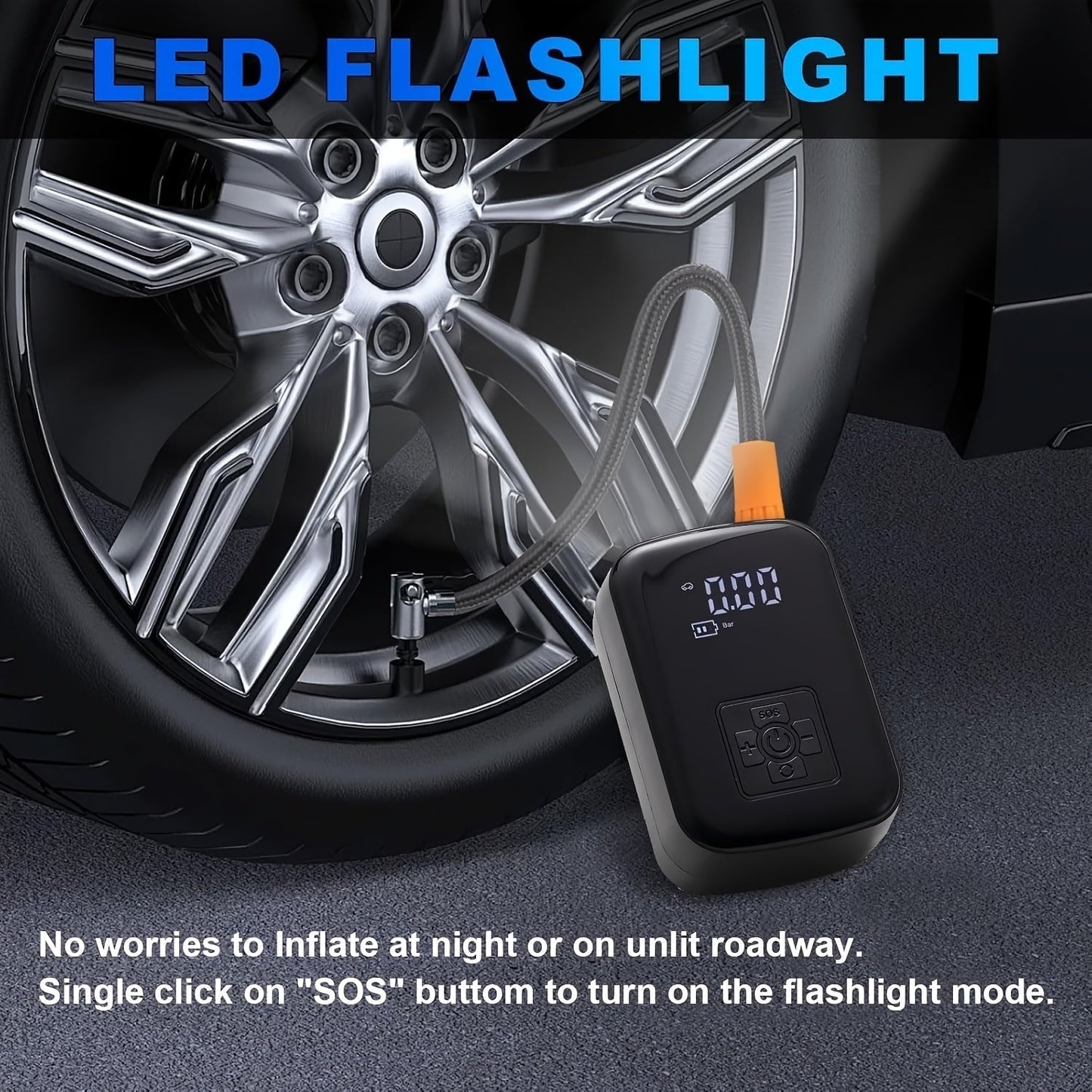 Avelena | AirPump Pro – Tragbarer Luftkompressor mit digitalem Display und LED-Licht