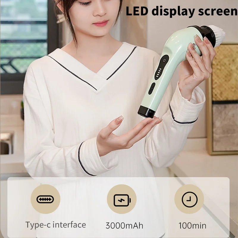 Avelena | 9-in-1 Elektrische Drehreinigungsbürste mit LED-Display – 1+1 KOSTENLOS