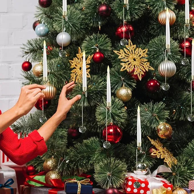 Avelena | Weihnachtsbaum LED-Kerzen Set | 12 Stück mit Fernbedienung & Timer | Warmweißes Flackern | Flameless & sicher