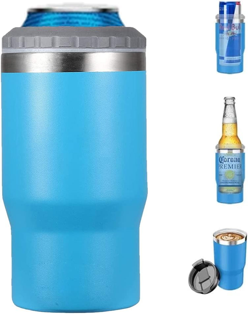 Avelena | 4 in 1 Edelstahl Dose-/Flaschenisolator, 14Oz Zwei-Wege-Deckel SUS Isolierte Dose Kühler, Bierflaschenhalter (Schwarz)