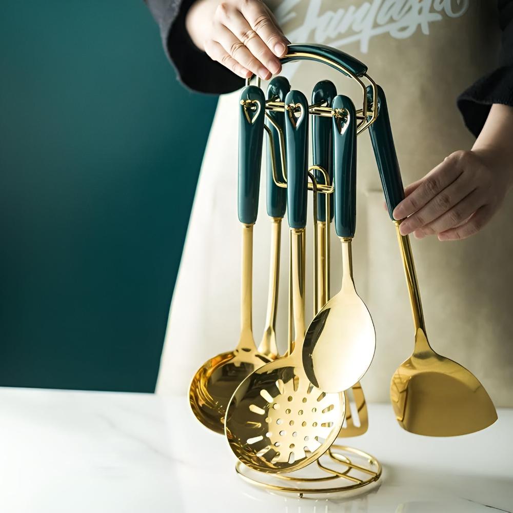 Avelena | Goldenes Edelstahl Besteckset