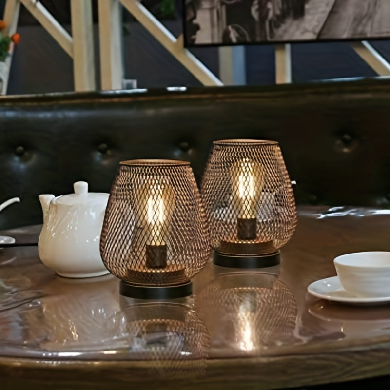 Avelena | RusticMesh Tischlampen Set – Industrieller Stil und Stimmungsvolle Beleuchtung