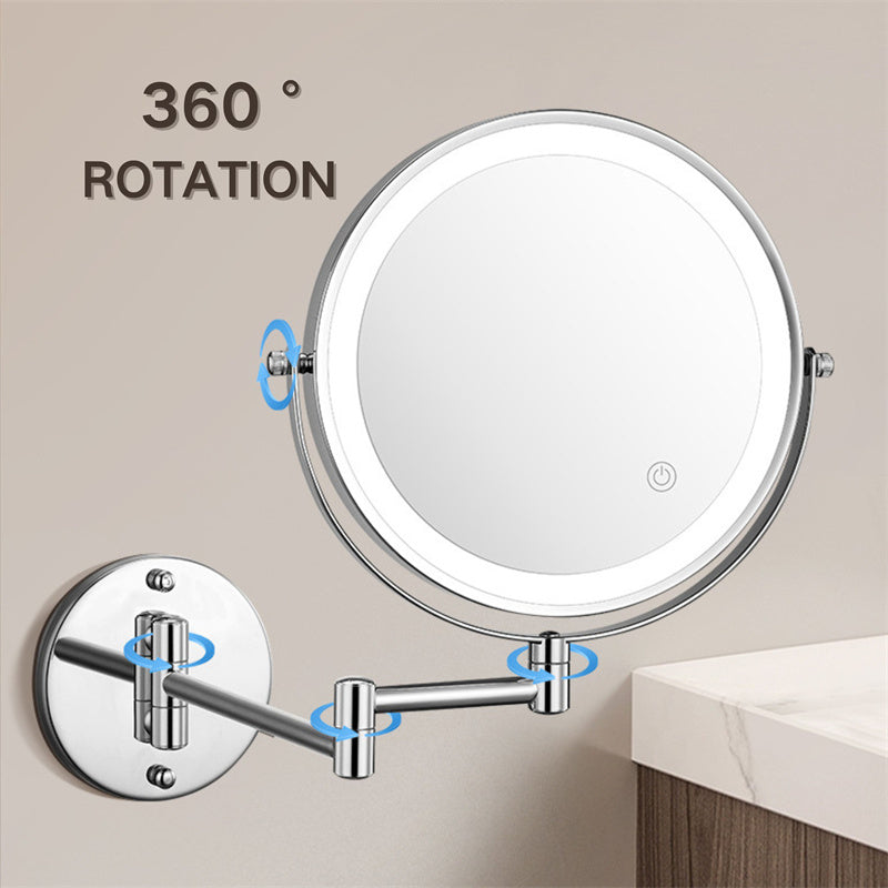 Avelena | Wiederaufladbarer Wandspiegel zum Rasieren | 360° Drehung. 1X/10X Vergrößerung & Einstellbare LED-Beleuchtung für den Einsatz im Badezimmer