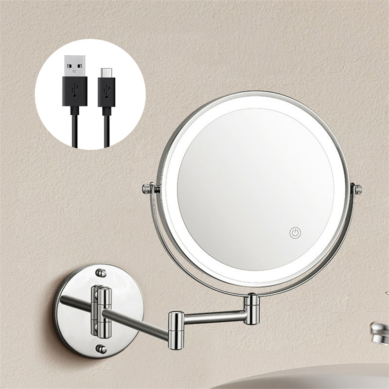 Avelena | Wiederaufladbarer Wandspiegel zum Rasieren | 360° Drehung. 1X/10X Vergrößerung & Einstellbare LED-Beleuchtung für den Einsatz im Badezimmer