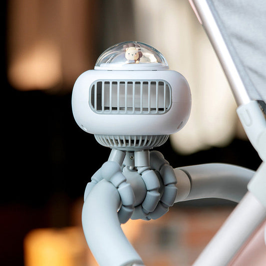 Avelena | Tragbarer wiederaufladbarer Clip-Kinderwagenventilator, mit 130° Oszillation & flexiblem Stativ