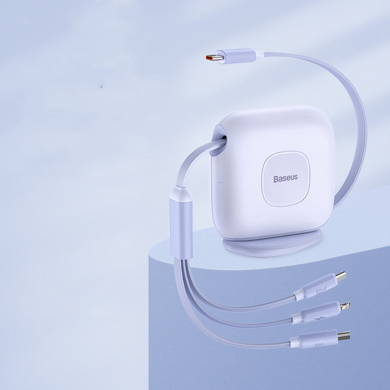 Avelena | 3-in-1 ausziehbares drehbares Ladekabel, mit Lightning, Type-C & Micro, für Handys & Tablets