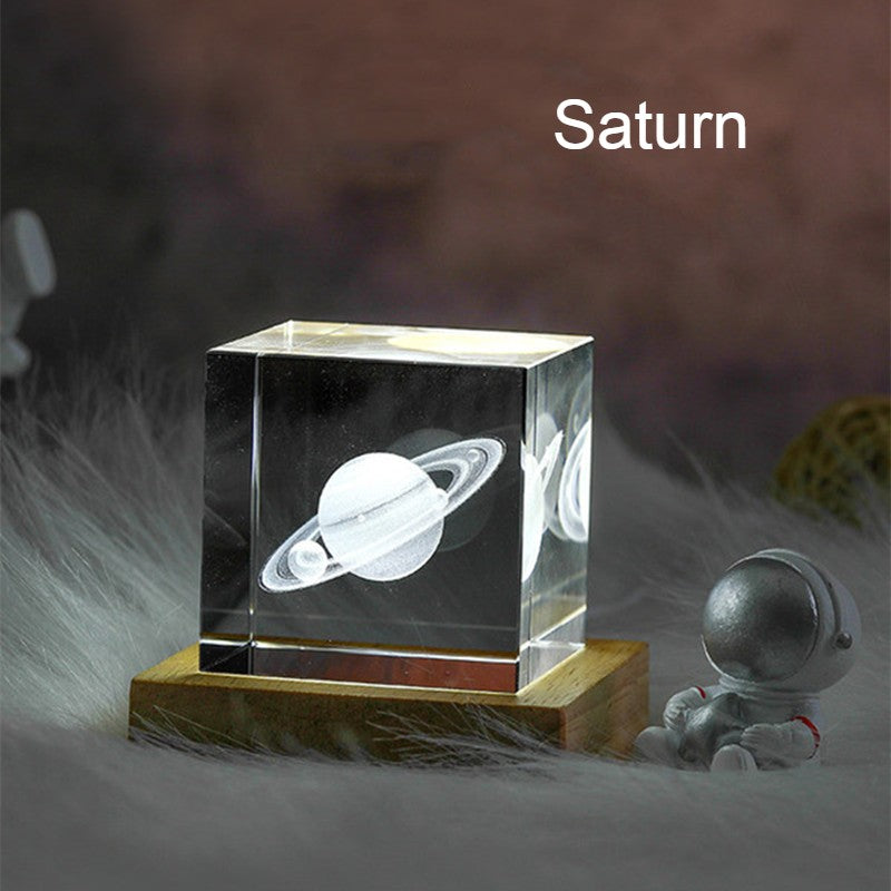 Avelena | 3D Galaxy Kristall Glas Würfel mit aufladbarem buntem Lichtbasis, für Geschenk & Wohnkultur