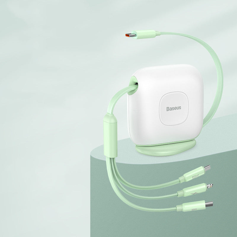 Avelena | 3-in-1 ausziehbares drehbares Ladekabel, mit Lightning, Type-C & Micro, für Handys & Tablets