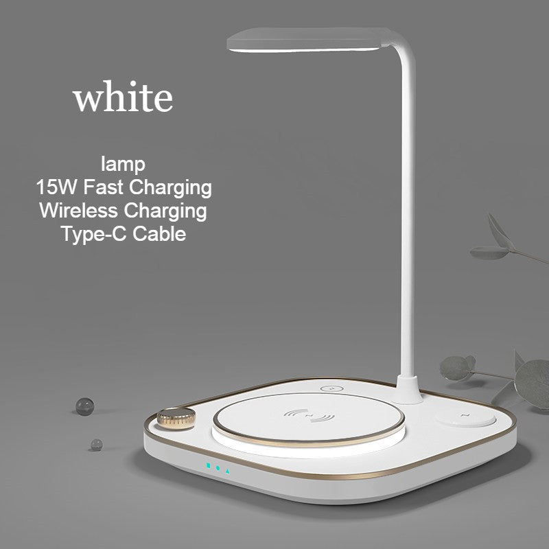 Avelena | 5-in-1 Schreibtischlampe mit 3 kabellosen Ladegeräten & verstellbarem Licht, für Zuhause & Büro