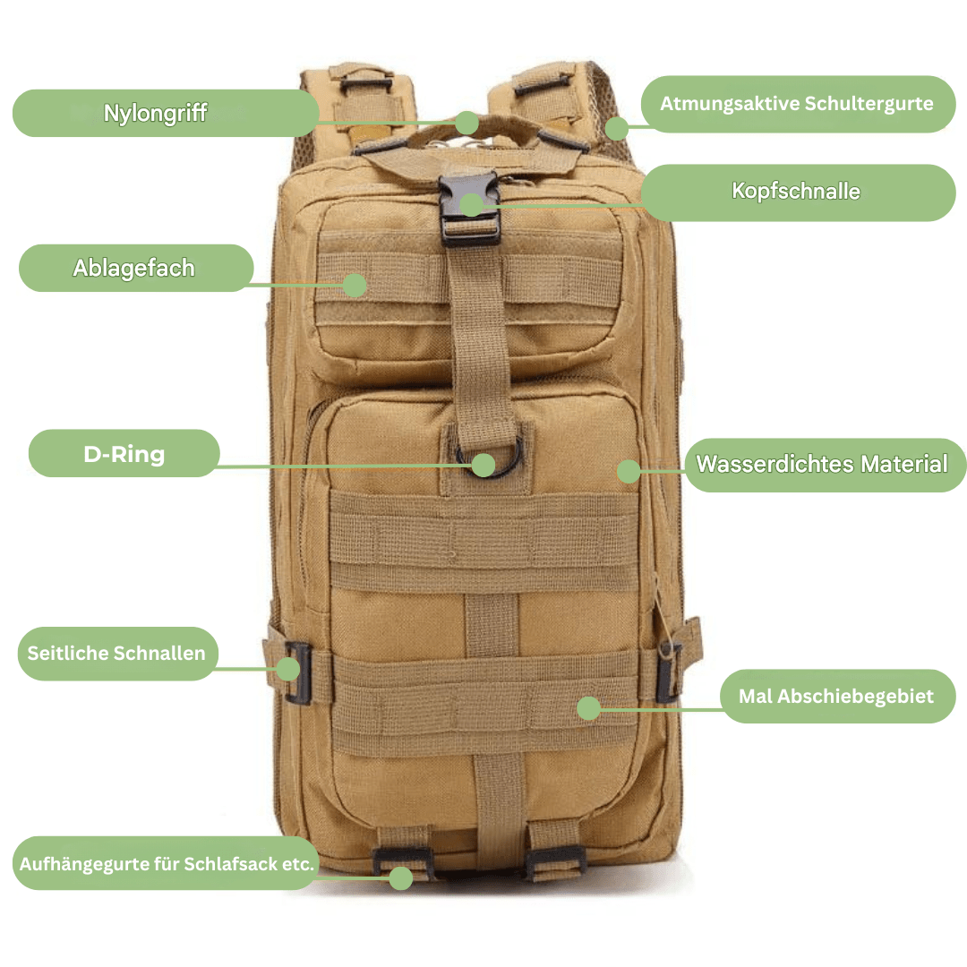 Avelena | Taktischer 50 L Rucksack mit Laptopfach & Diebstahlschutz