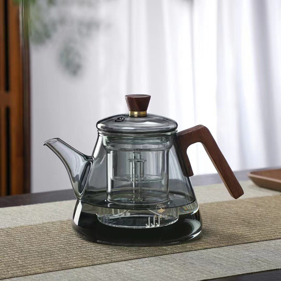 Avelena | Aetheris Glas Teekanne – Hitzebeständige Glaskanne mit Holzgriff & Teesieb (900ml)