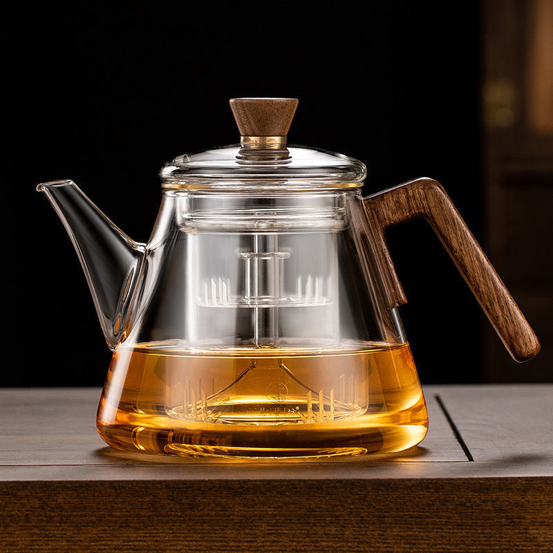 Avelena | Aetheris Glas Teekanne – Hitzebeständige Glaskanne mit Holzgriff & Teesieb (900ml)
