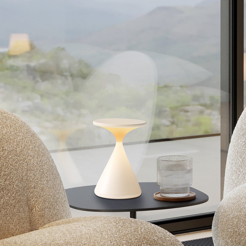 Avelena | Aeron Sanduhr Kabellose LED Tischlampe – Wiederaufladbar, Dimmbar, Modernes Design