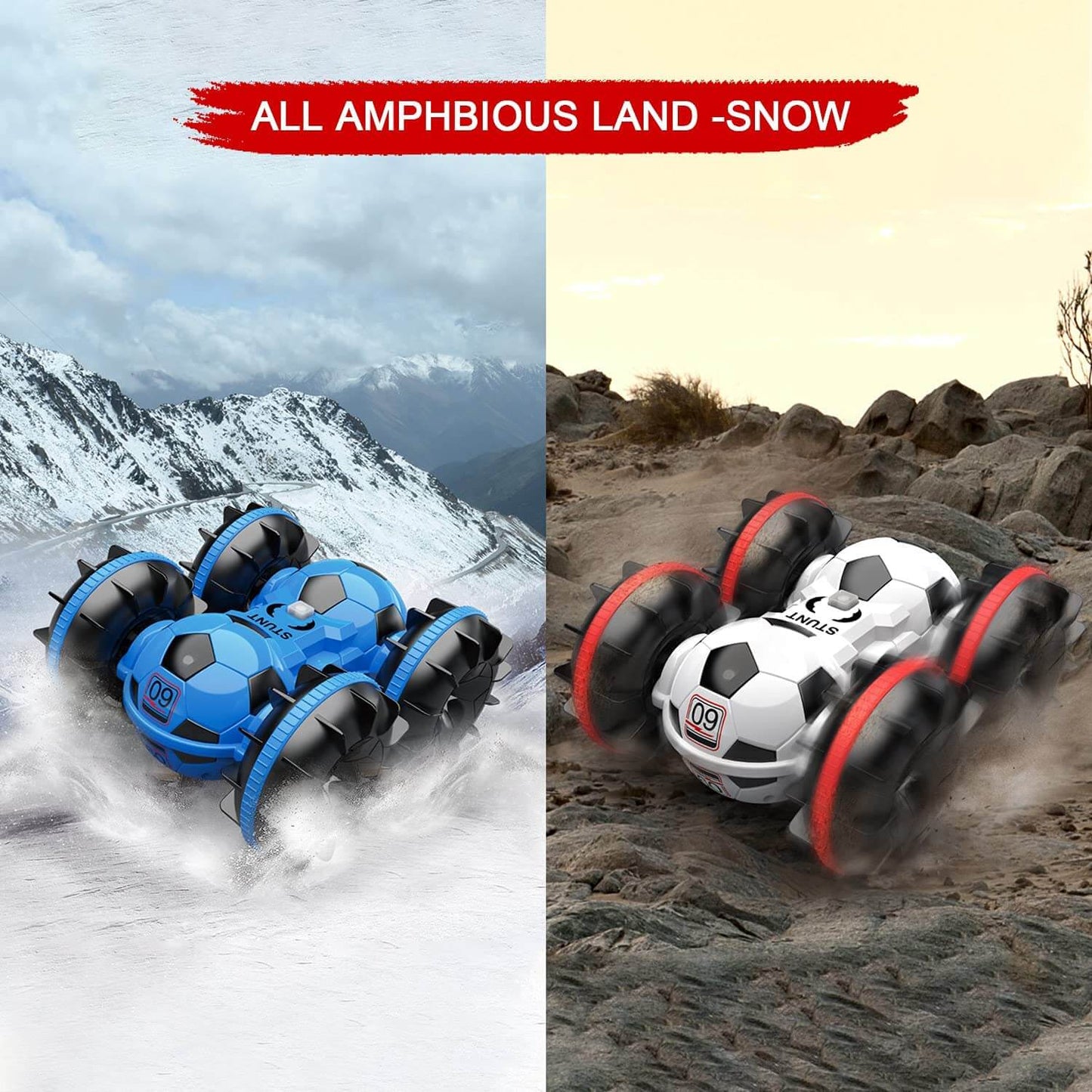 Avelena | Amphibisches ferngesteuertes Auto, All-Terrain-Fußball, ferngesteuertes Boot, Poolspielzeug, Geschenk für Jungen und Mädchen