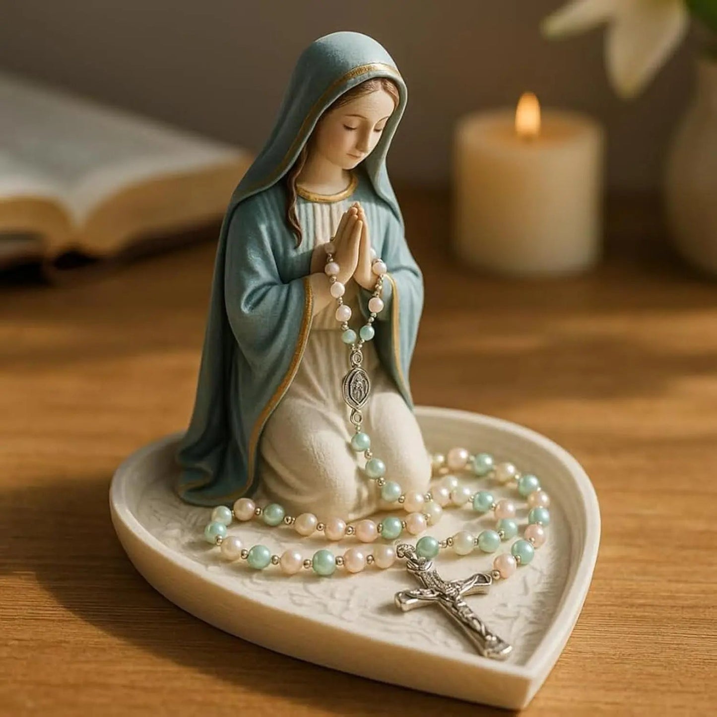 Avelena | Spiritueller Rosenkranzhalter Sancta – Elegante Aufbewahrung mit Mariemotiv