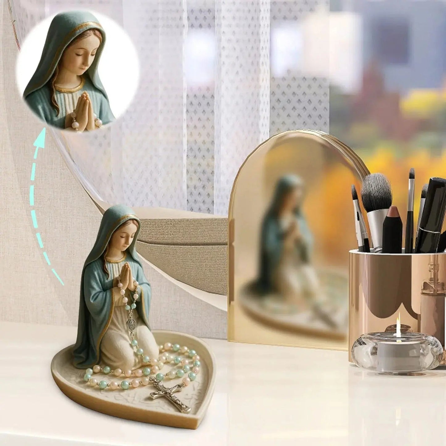 Avelena | Spiritueller Rosenkranzhalter Sancta – Elegante Aufbewahrung mit Mariemotiv