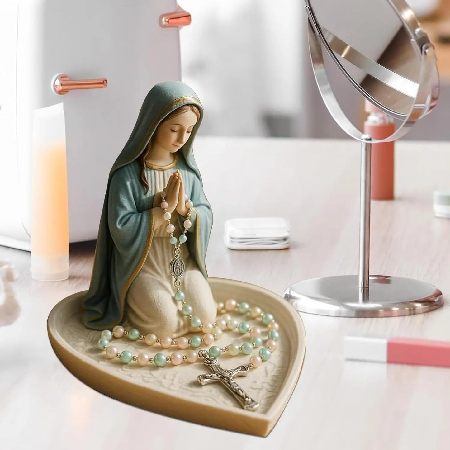 Avelena | Spiritueller Rosenkranzhalter Sancta – Elegante Aufbewahrung mit Mariemotiv