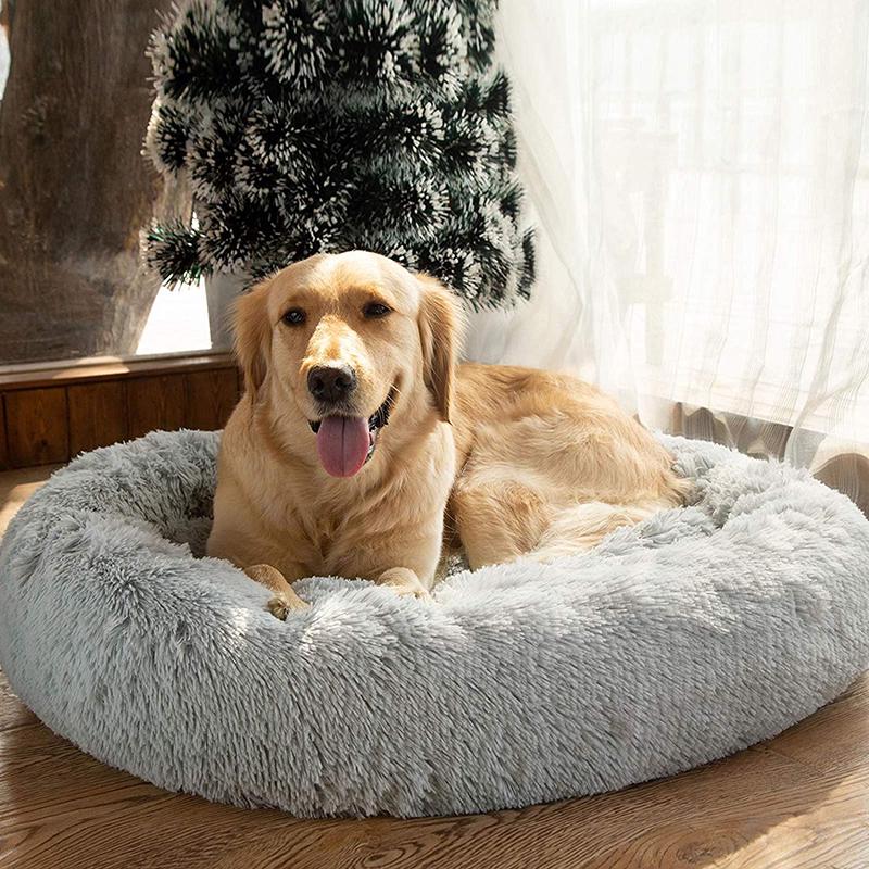 Avelena | Runder Plüsch Beruhigender Donut Hundebett für kleine bis große Hunde