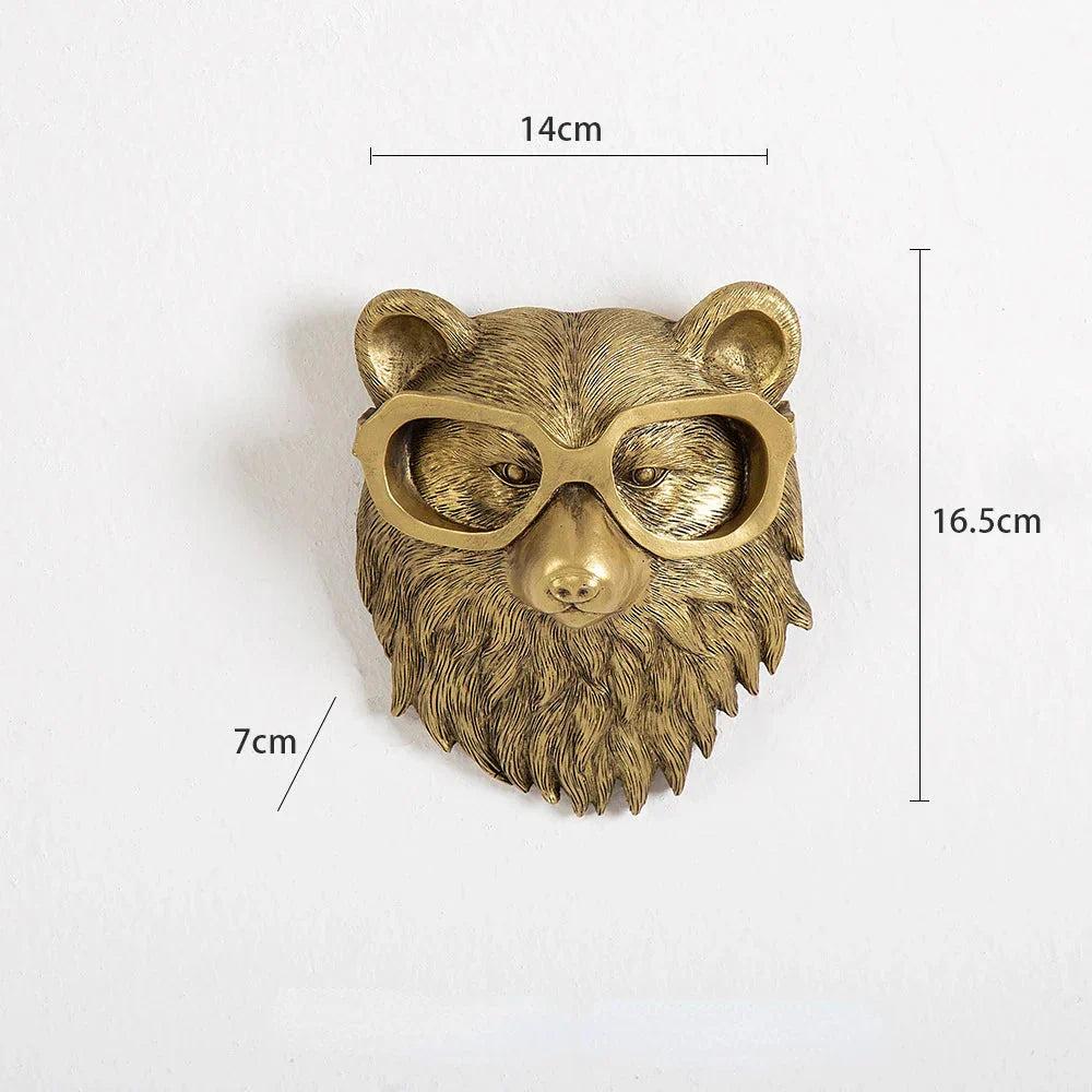 Avelena | Antik Bronze Harz Tier Anhänger Goldenes Reh Kopf Wand Lagerhaken Hintergrund Wand Zubehör Dekorative Figuren