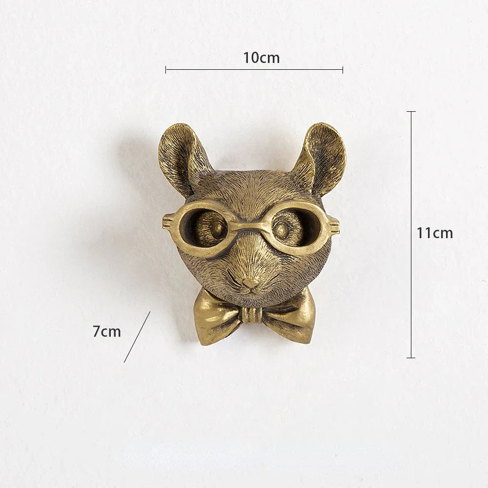 Avelena | Antik Bronze Harz Tier Anhänger Goldenes Reh Kopf Wand Lagerhaken Hintergrund Wand Zubehör Dekorative Figuren