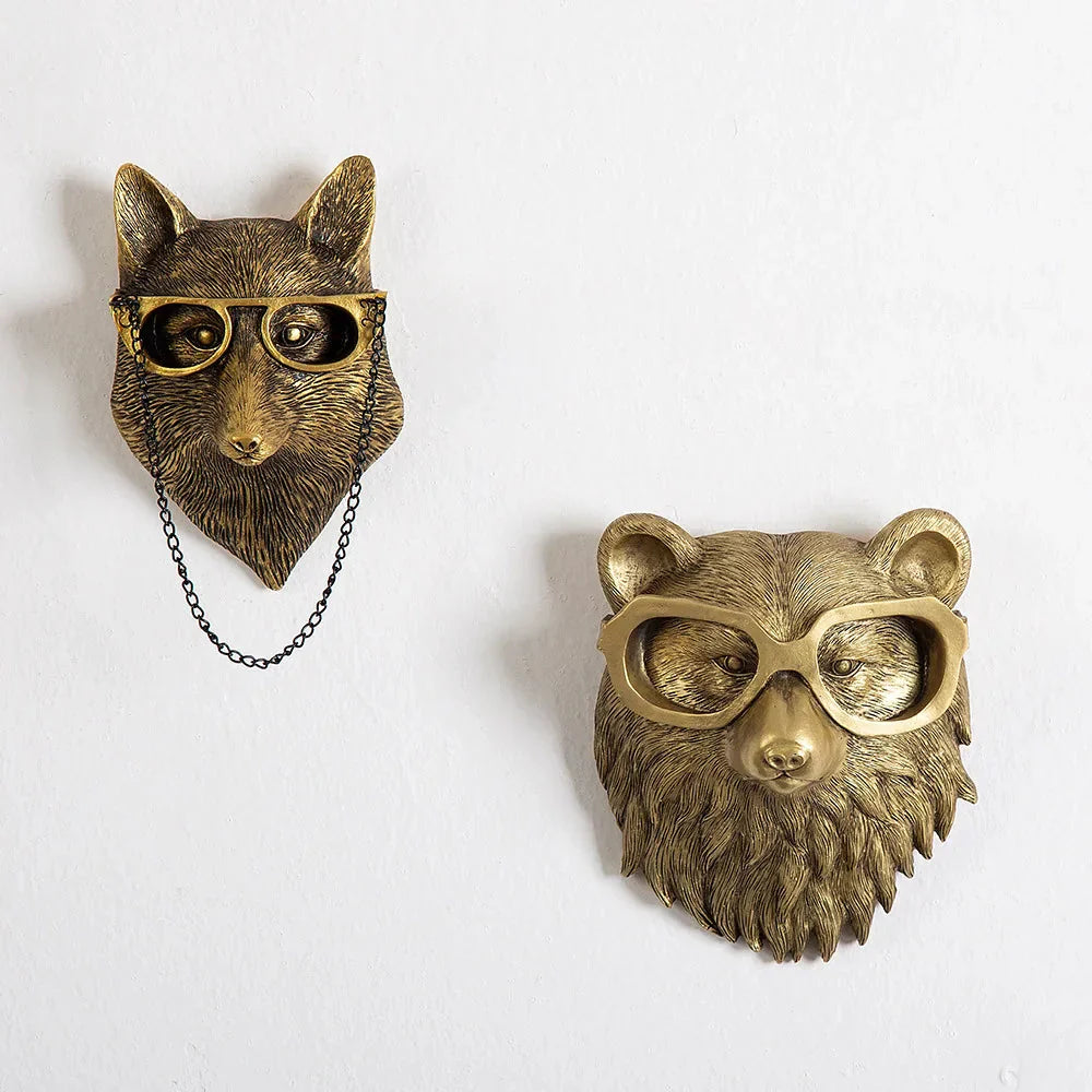 Avelena | Antik Bronze Harz Tier Anhänger Goldenes Reh Kopf Wand Lagerhaken Hintergrund Wand Zubehör Dekorative Figuren