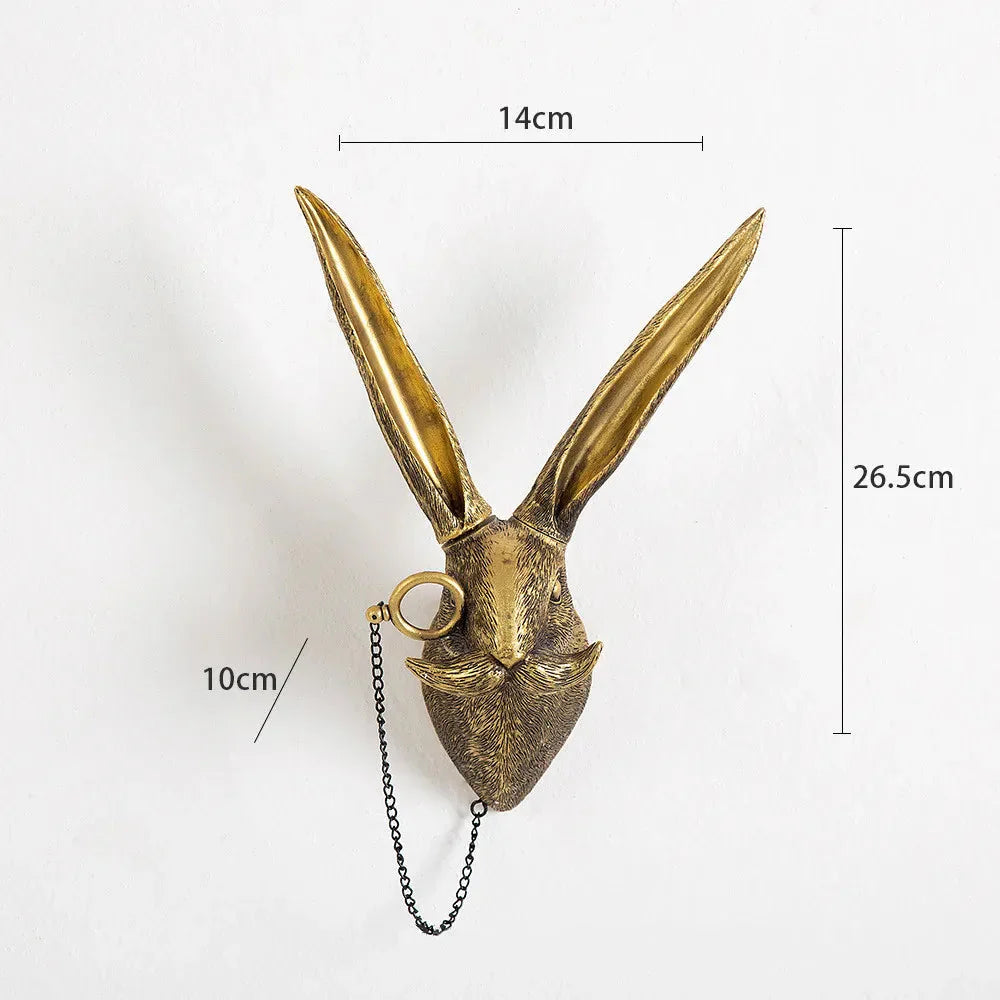 Avelena | Antik Bronze Harz Tier Anhänger Goldenes Reh Kopf Wand Lagerhaken Hintergrund Wand Zubehör Dekorative Figuren