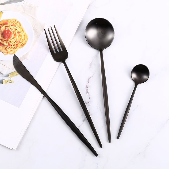 Besteckset Schwarz Edelstahl Essgeschirr