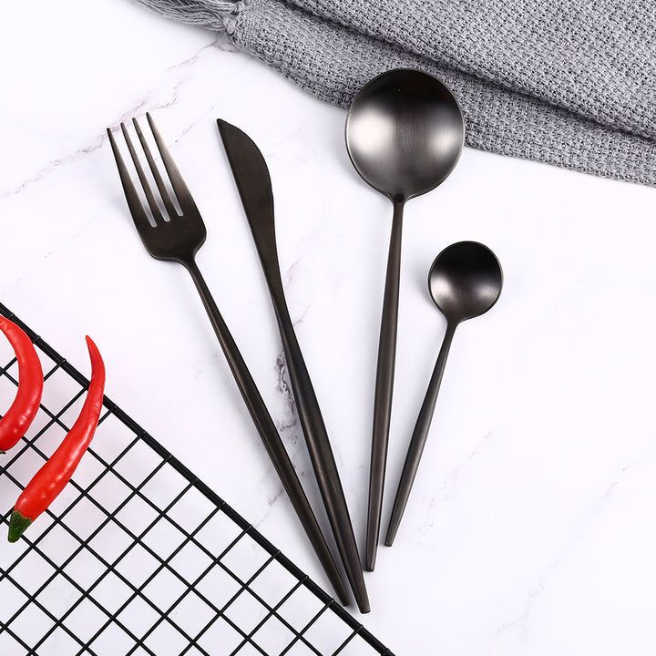 Besteckset Schwarz Edelstahl Essgeschirr