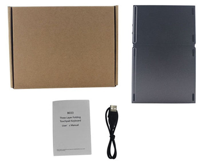 Avelena | Taschenformat Tri-Folded Wiederaufladbare Bluetooth3.0 Tastatur mit Sensitivem Touchpad Maus, für Tablets, Smartphones, Laptops, PC und mehr