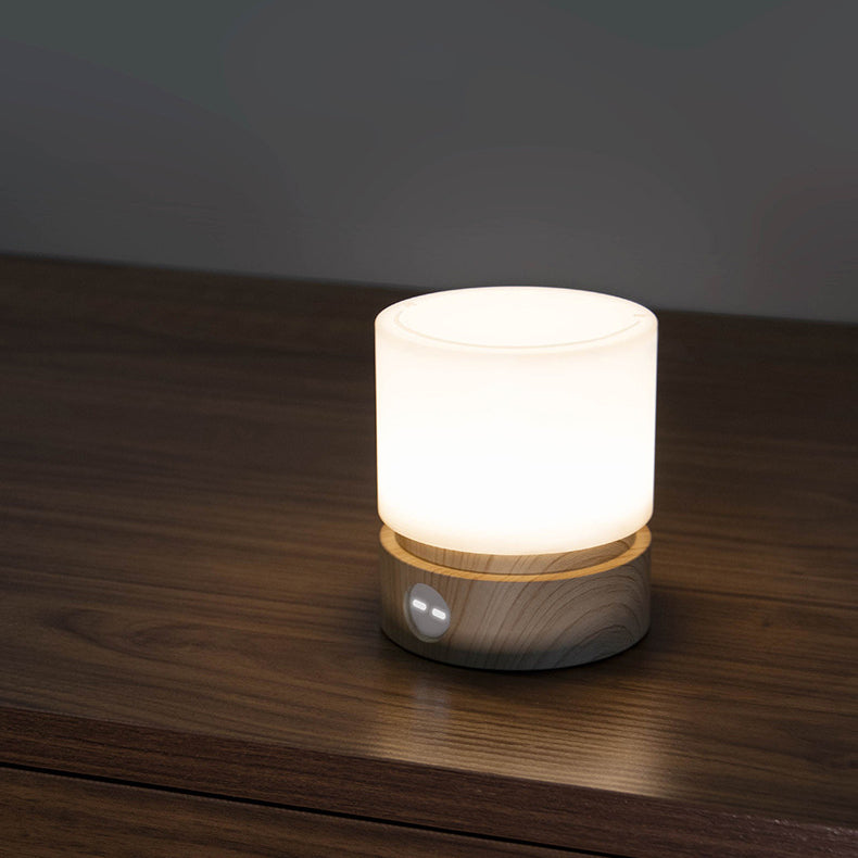Avelena | Zeitgenössische nordische Timer wiederaufladbare ABS HIPS Silikonzylinder LED Tischlampe Nachtlicht für Nachttisch