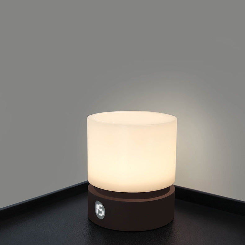 Avelena | Zeitgenössische nordische Timer wiederaufladbare ABS HIPS Silikonzylinder LED Tischlampe Nachtlicht für Nachttisch