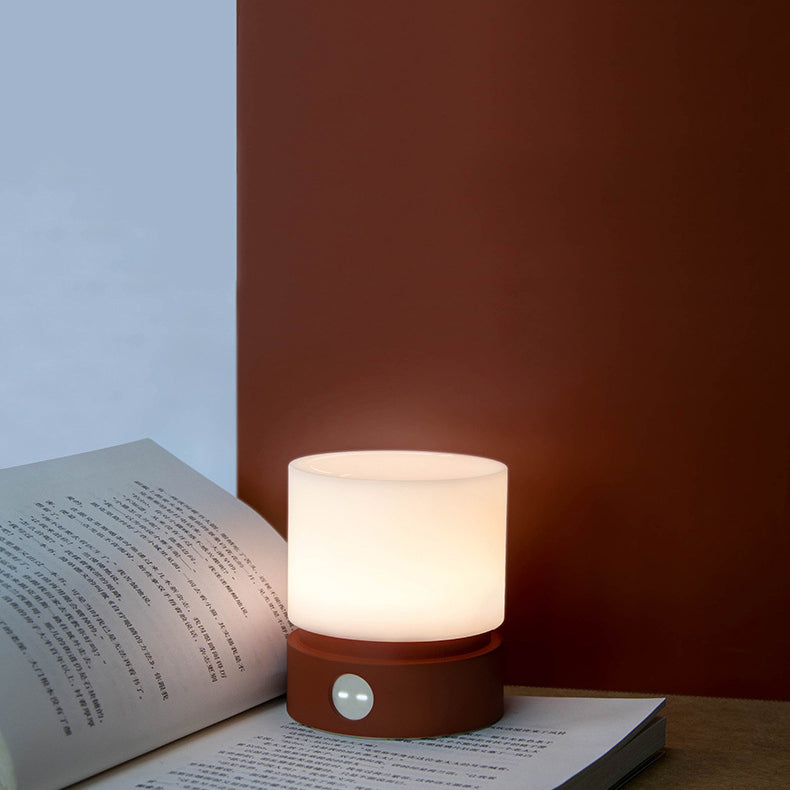 Avelena | Zeitgenössische nordische Timer wiederaufladbare ABS HIPS Silikonzylinder LED Tischlampe Nachtlicht für Nachttisch
