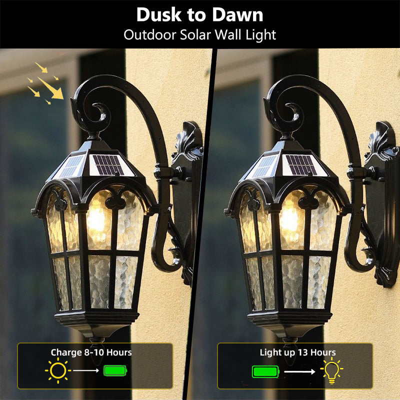 Avelena | Solar Waterproof Outdoor Wall Light | Vintage Design mit Fernbedienung für Veranda, Terrasse & Garten Verwendung