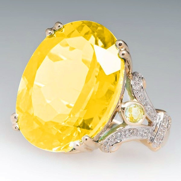 Avelena | Fashion Luxus Bunt Kubisches Zirkon Ring Ovaler Stein Finger Ring Für Frauen