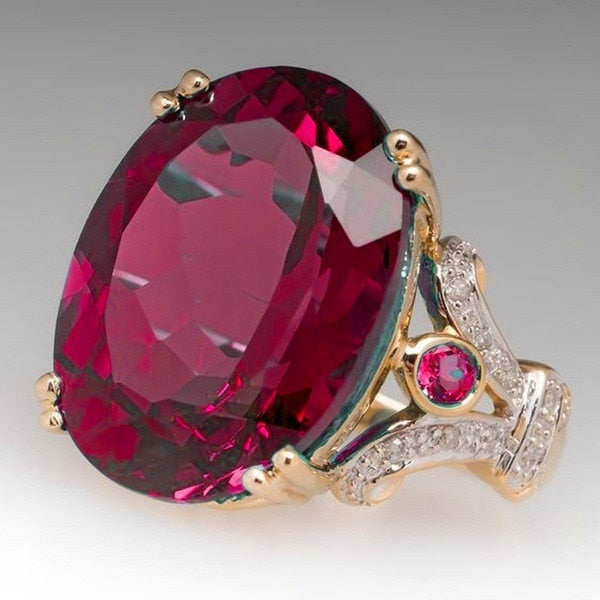 Avelena | Fashion Luxus Bunt Kubisches Zirkon Ring Ovaler Stein Finger Ring Für Frauen