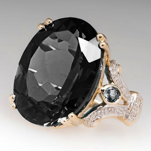 Avelena | Fashion Luxus Bunt Kubisches Zirkon Ring Ovaler Stein Finger Ring Für Frauen