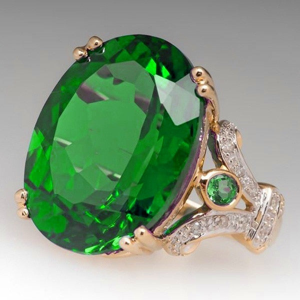 Avelena | Fashion Luxus Bunt Kubisches Zirkon Ring Ovaler Stein Finger Ring Für Frauen