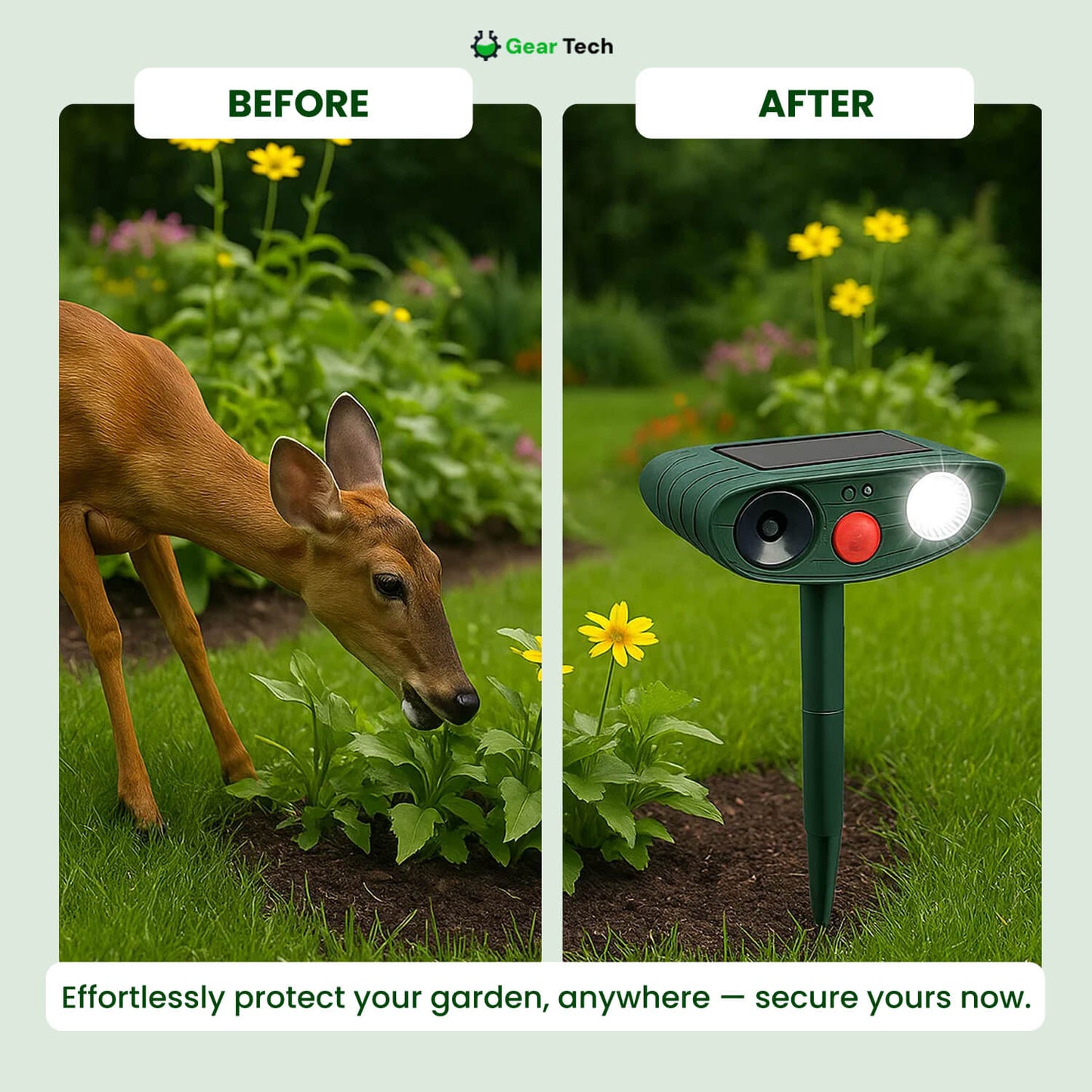 Avelena | Solar-powered ultrasound deer repeller - Effective deer deterrent for gardens and caverns in 48 hours