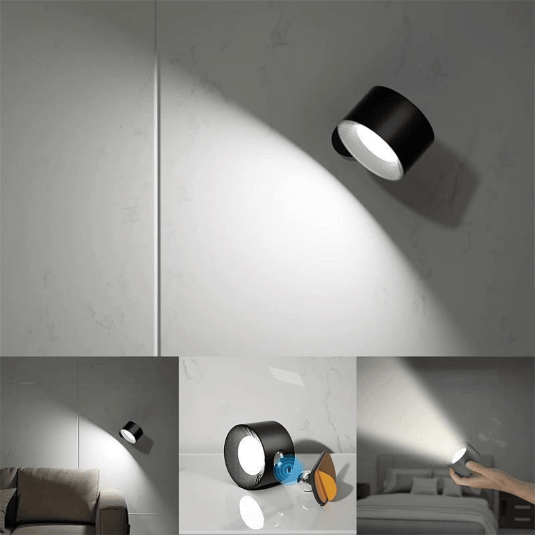 Avelena | 360° kabelloses wiederaufladbares Wandlicht | Vielseitige LED-Beleuchtungslösung